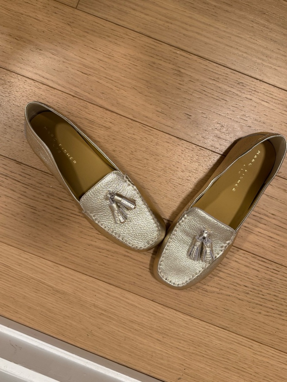 Marc Fisher Gold Loafers